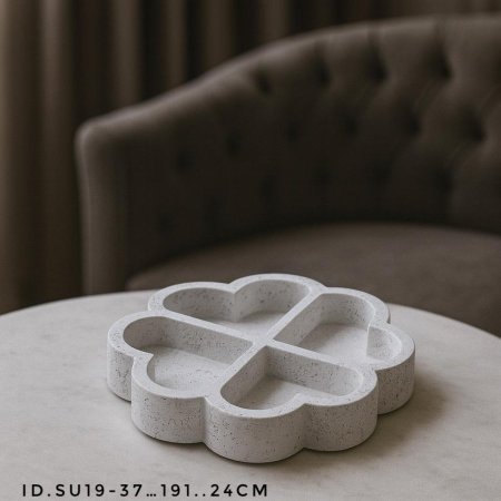 صحن وردة للمكسرات مقسم حجر